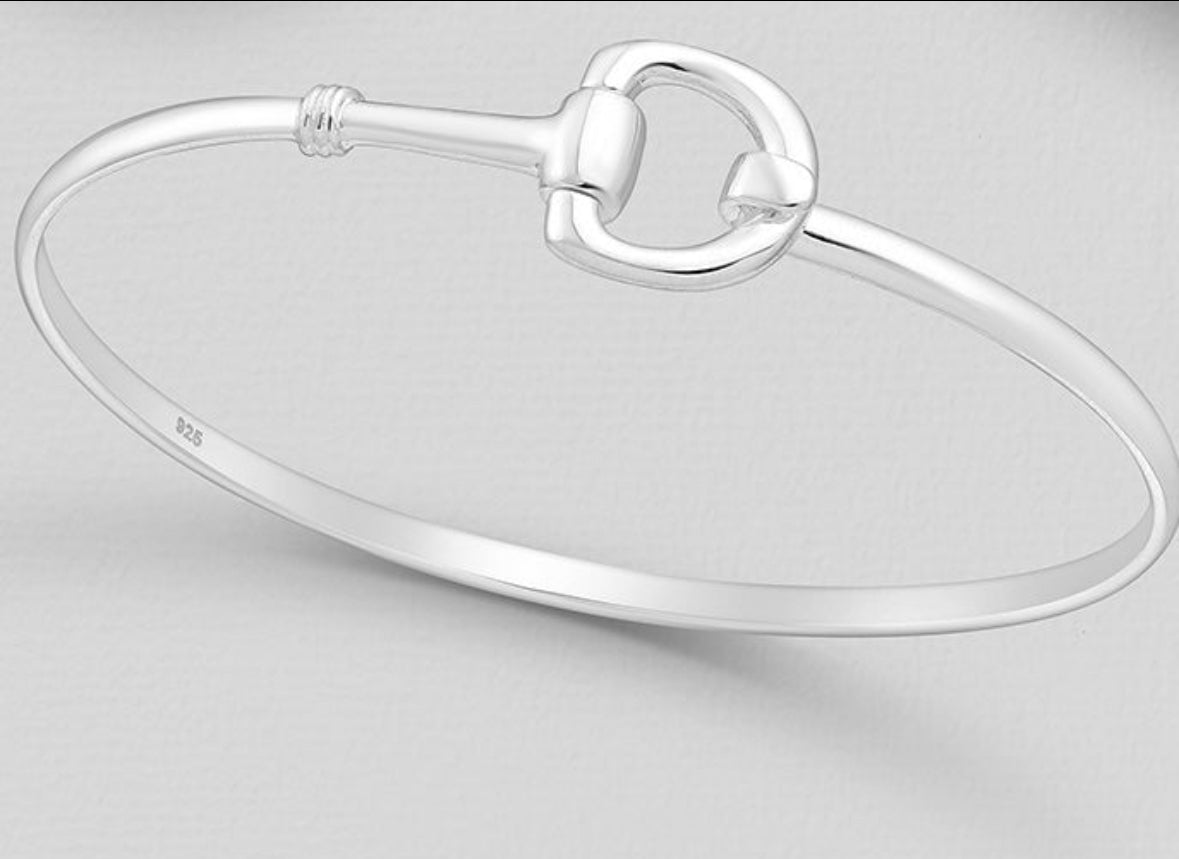 925 Sterling Silver Horse Snaffle Bangle.