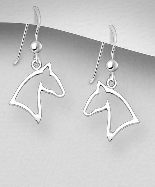 925 Sterling Silver Horse Hook Earrings