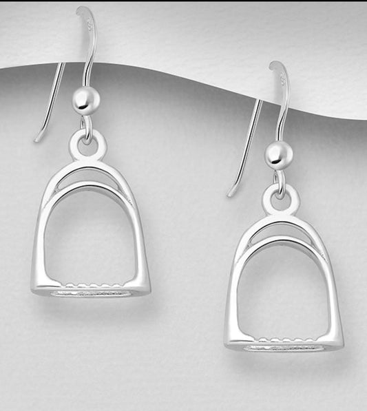 925 Sterling Silver Stirrup Hook Earrings.