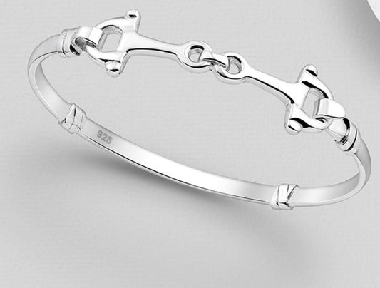 925 Sterling Silver Horse Snaffle Bangle