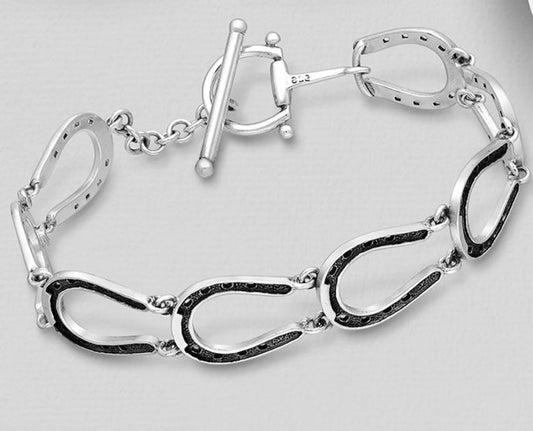 925 Sterling Silver Oxidized Horseshoe Bracelet