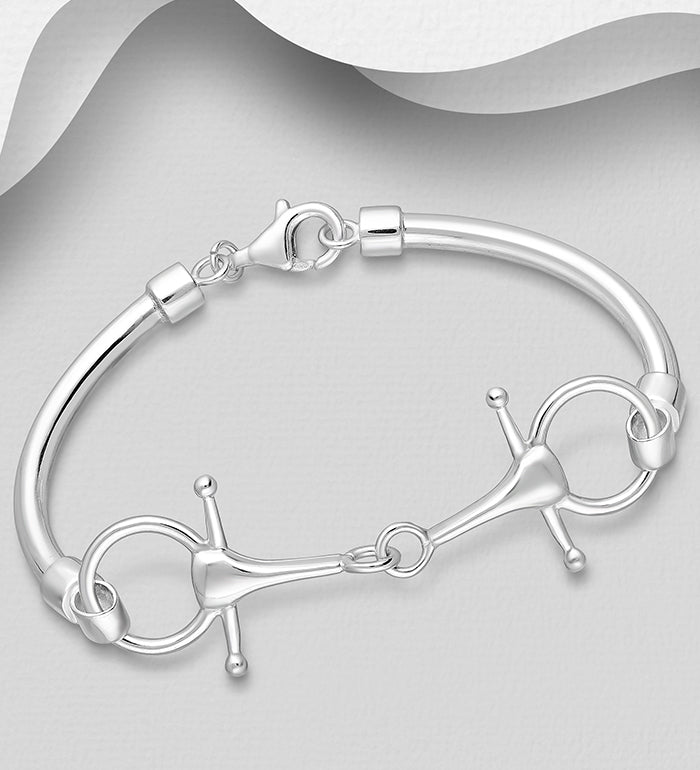 925 Sterling Silver Horse Snaffle Bracelet