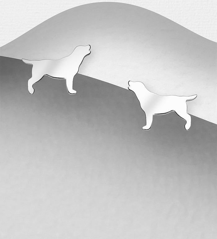 925 Sterling Silver Dog Push-Back Earring