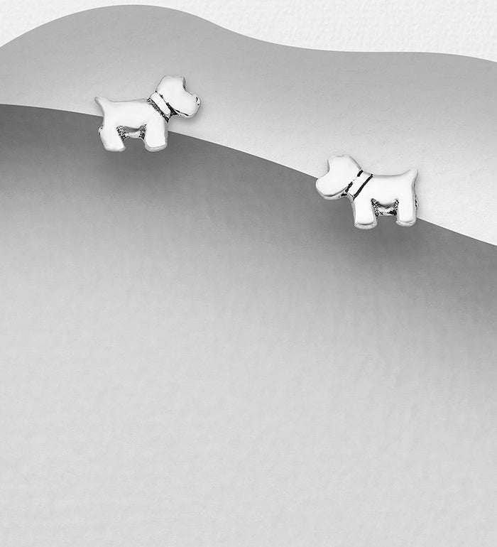 925 Sterling Silver westie / Scottie Dog Push-Back Earrings