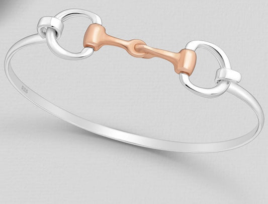 925 Sterling Silver Horse Snaffle Bangle